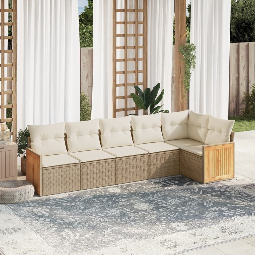 Maison Exclusive - 6-tlg. Garten-Sofagarnitur mit Kissen Beige Poly Rattan