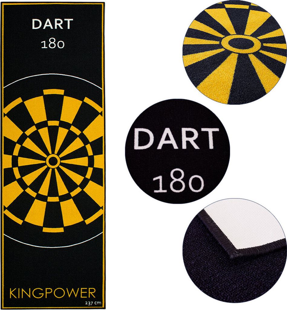 Dart Teppich Target Oche Matte Steeldart Dartpfeile Dartboard Zubehör Dartteppich Darts Abwurflinie Schutz Gummi Boden Dartscheibe Gelb 237 x 80 c...