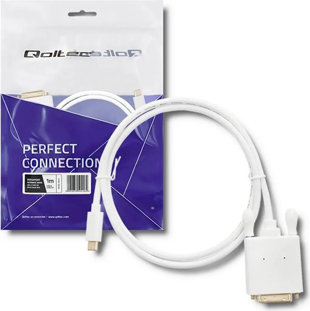 Qoltec Câble USB 3.1 Type C vers DVI 4K Mode Alternatif Longueur 1m