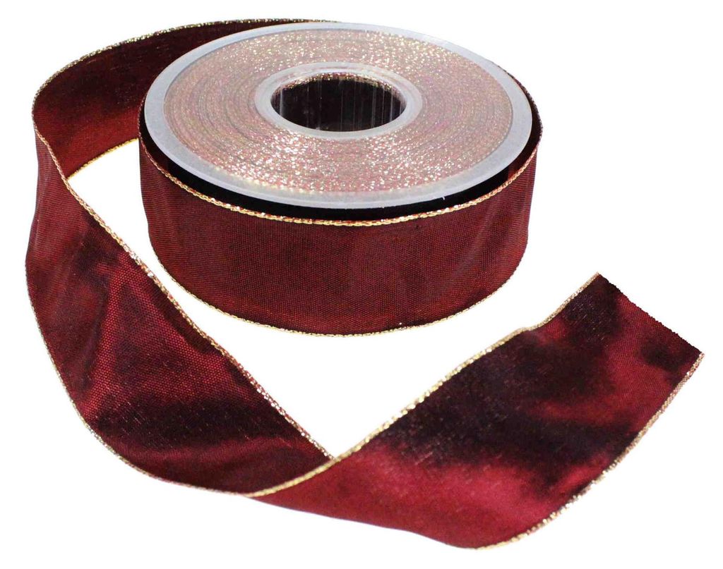 25m Taftband Goldkante B40mm Drahtkante Dekoband Produktbild 
