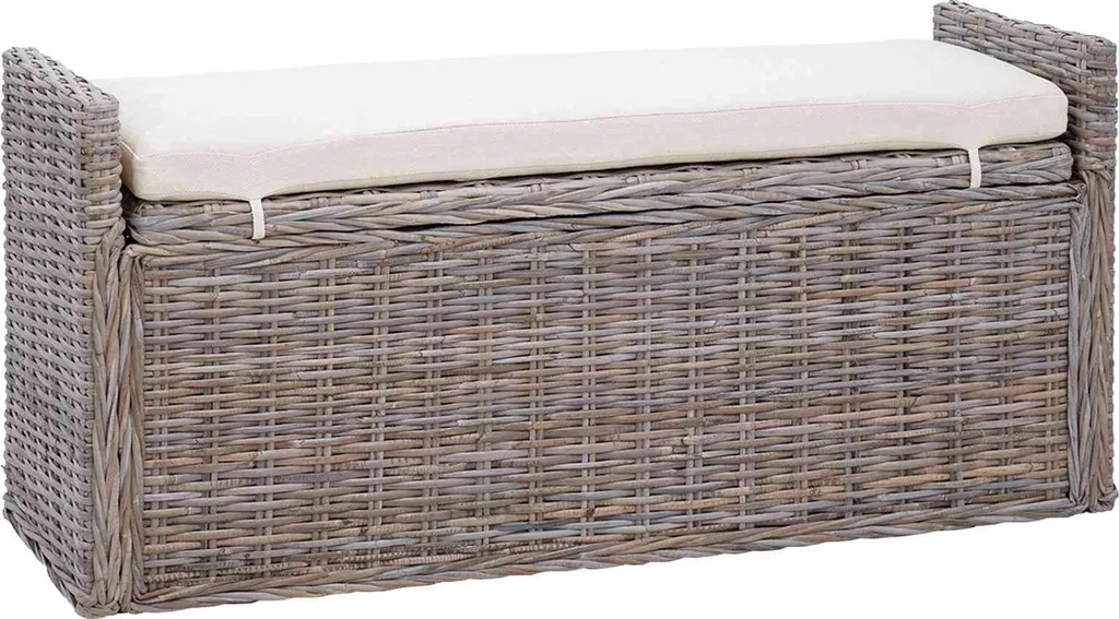 Banc avec rangement gris en rotin 110x40x50 cm : gagnez de la place