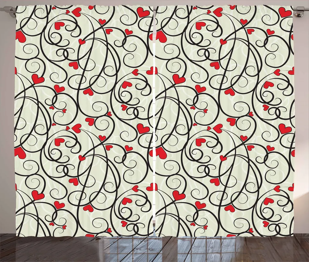 ABAKUHAUS Rideau Rustique d'Été Cœur Fleuri avec Crochets 280x245 cm