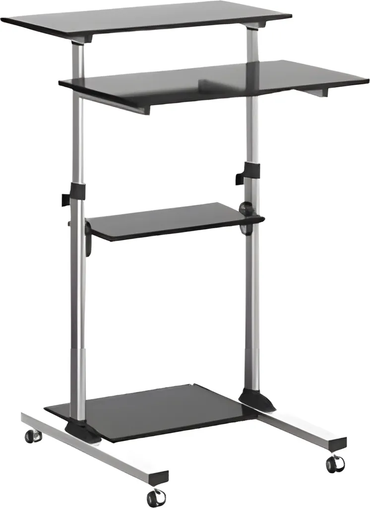Support TV mobile à roulettes Techly - Chariot réglable de 94 à 138 cm