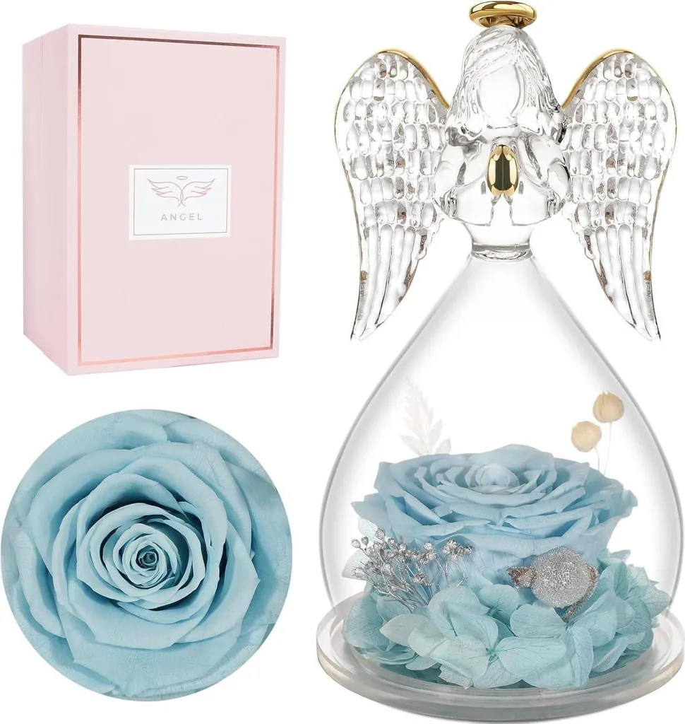 Cadeau Saint-Valentin et fête des mères : rose éternelle ange jaune