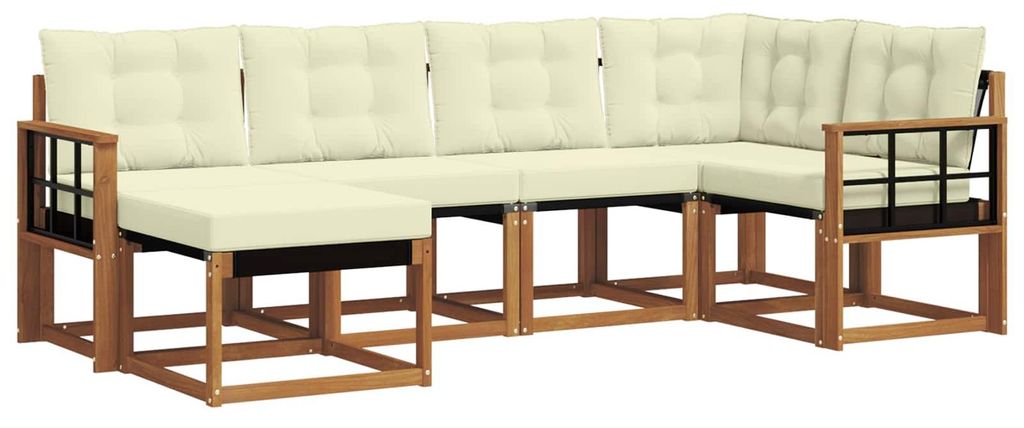vidaXL Outdoor-Sofagarnitur mit Kissen 6 pcs Natur und Creme