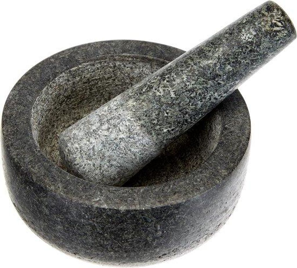 Famanu Mörser aus massivem Granit mit Stößel, Ø 14 cm, ideal für Kräuter, Gewürze und Pesto