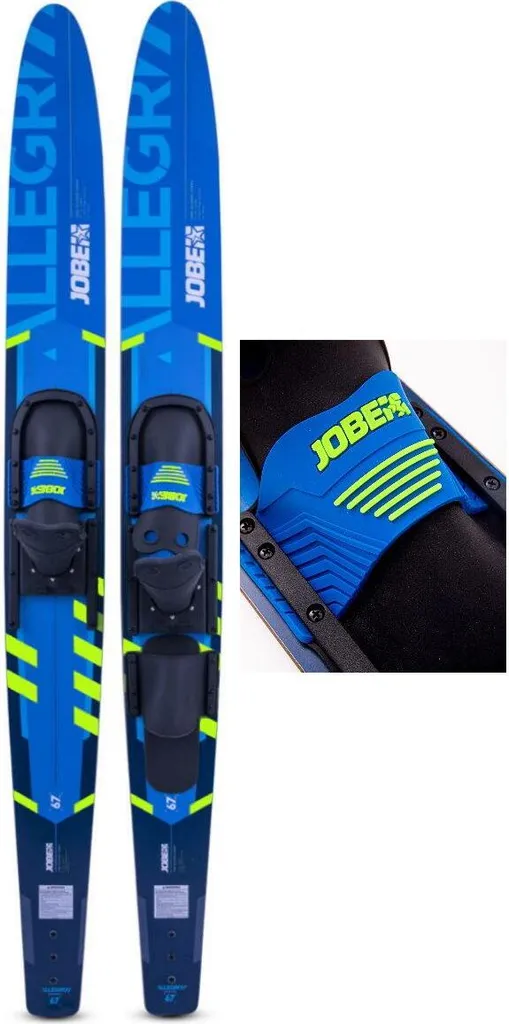 Paire de skis nautiques combo Jobe Allegre 67 bleu avec fixations réglables