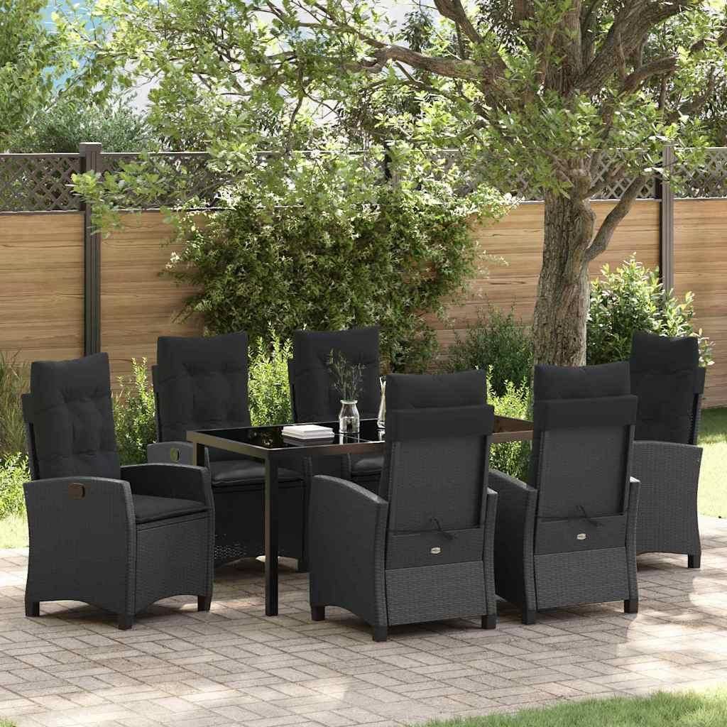 Maison Exclusive - Garten Essgruppe mit Kissen 7 pcs Schwarz Poly-Rattan
