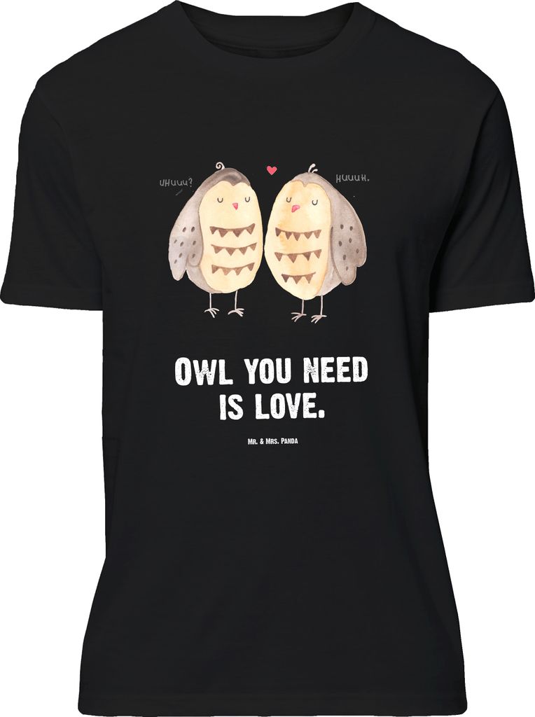 Mr. & Mrs. Panda Größe XL T-Shirt Eulen Liebe - Schwarz - Geschenk, Paar, Eule, Tshirt, Shirt, mit Spruch, glücklich