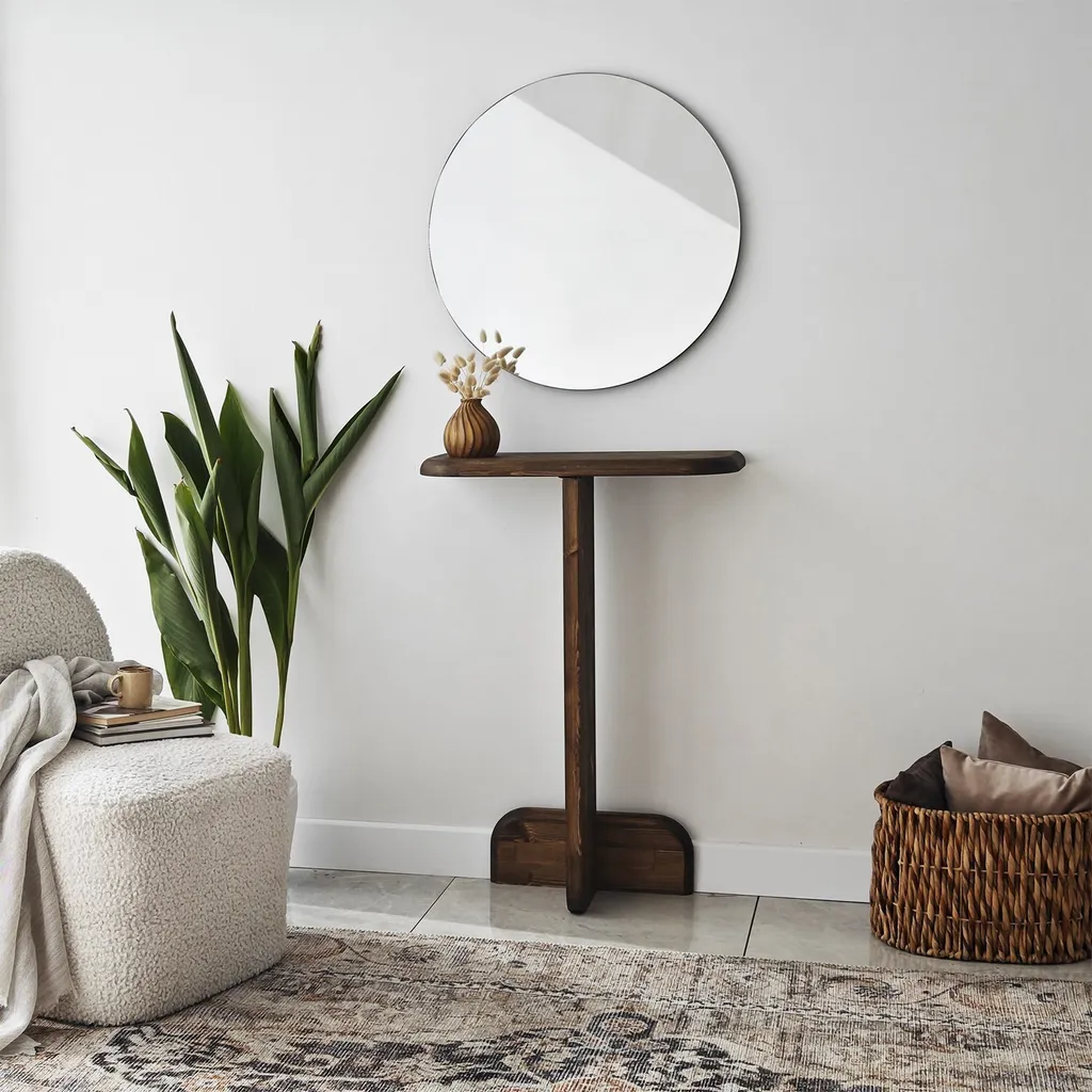 Commode étroite en noyer massif Skye Decor Pratico pour petite entrée