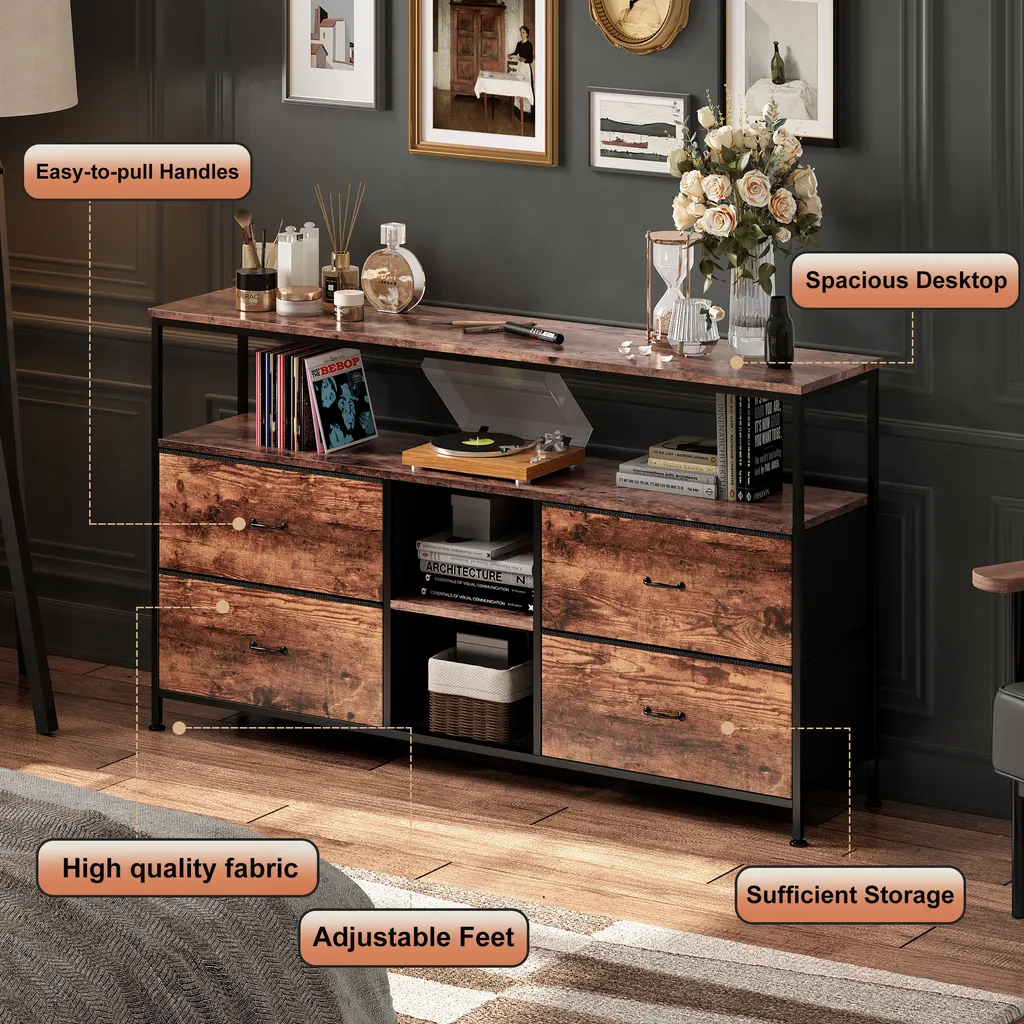 Mobile Contenitore Robusto ProximaX: Legno, Metallo e LED - Duraturo - 4