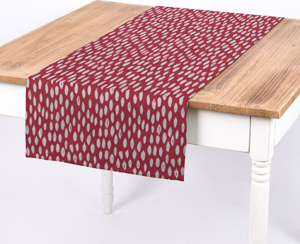 SCHÖNER LEBEN. Tischläufer rot mit Klecksen Tropfen 40x160cm
