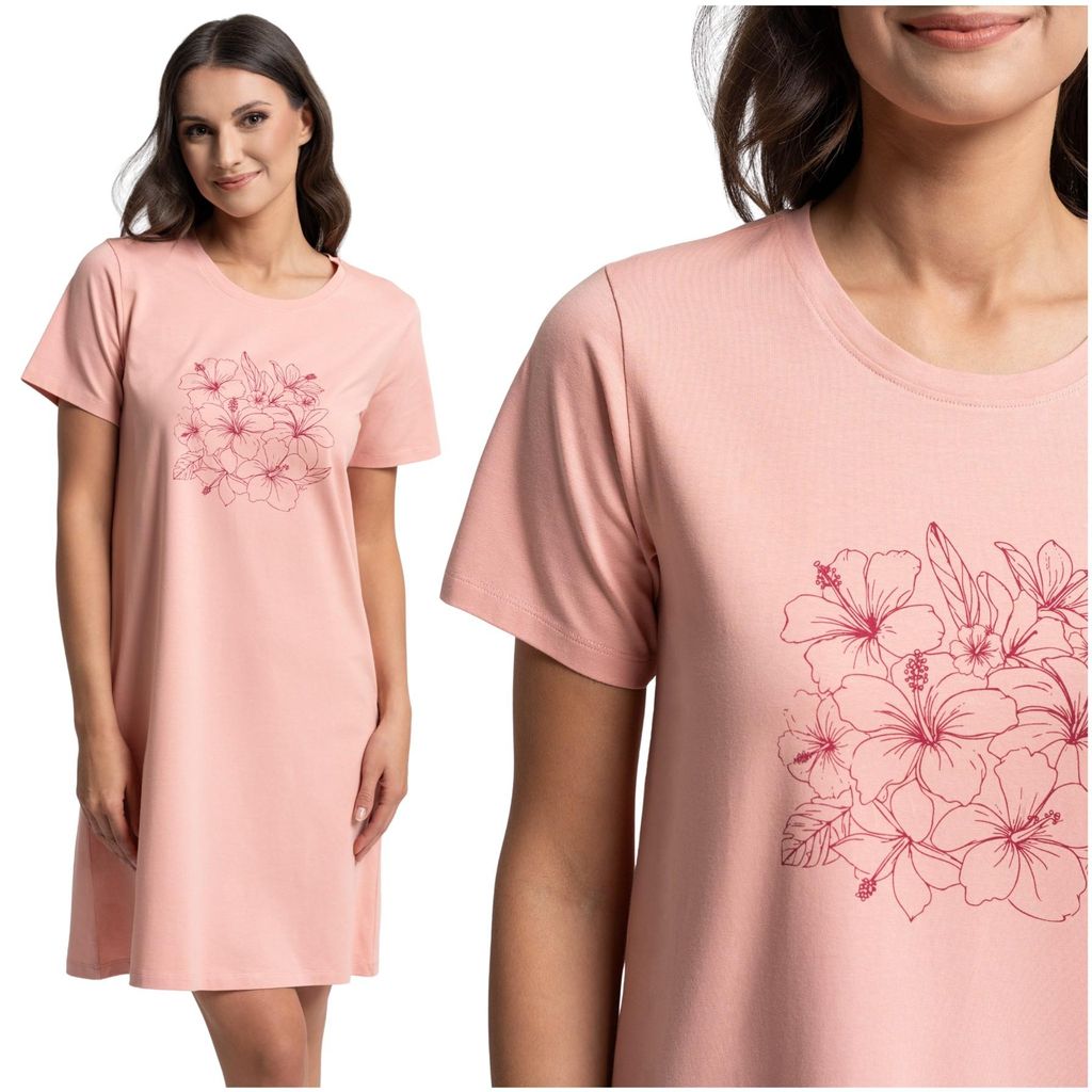 Moraj Damen Nachthemd Nachtshirt – Rosa, Größe L, bequem