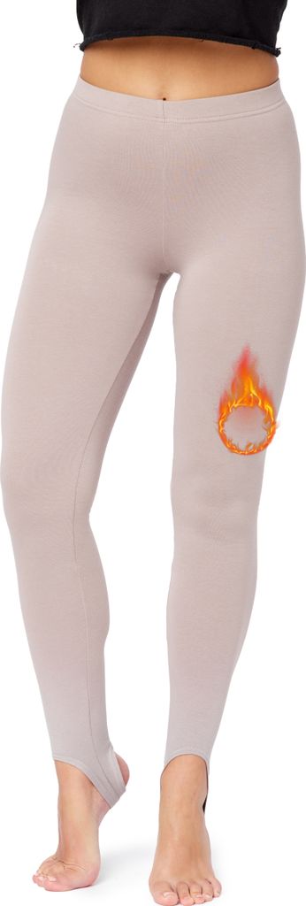 Bellivalini Damen Thermo Leggings Gefüttert mit Fußschlaufe für Winter Warme Apre Ski BLV50-321 (Caffelatte, XL)