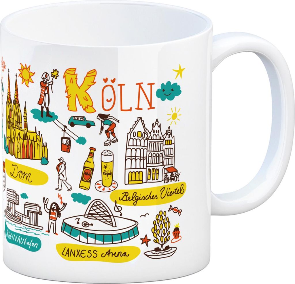 Kaffeebecher Köln Wimmelbild 300 ml 9 cm hoch Produktbild 
