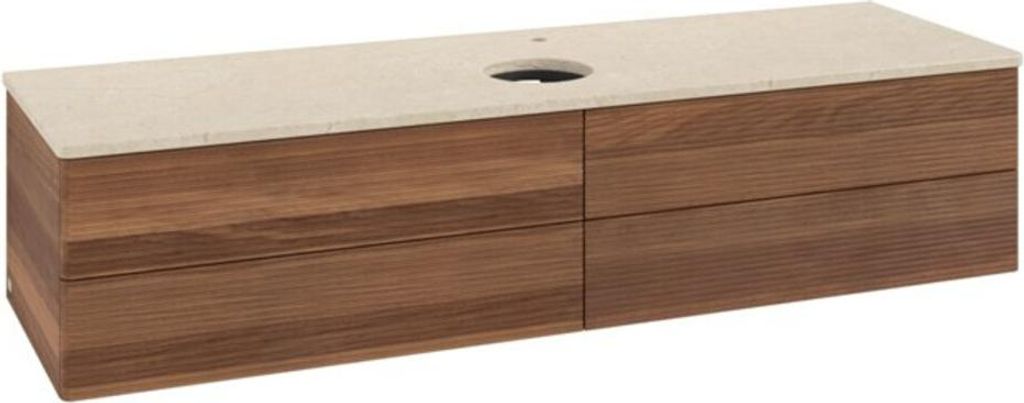 V&B Waschtischunterschrank mit Frontstruktur -Beleuchtung Antao 160x50cm, HL, WBP-farbe botti., w. wal