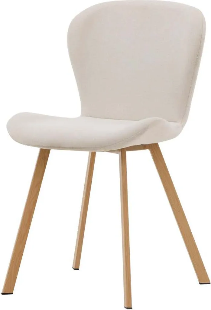 Chaise Lilja en tissu Beige et pieds chêne massif 48cm style Nordique