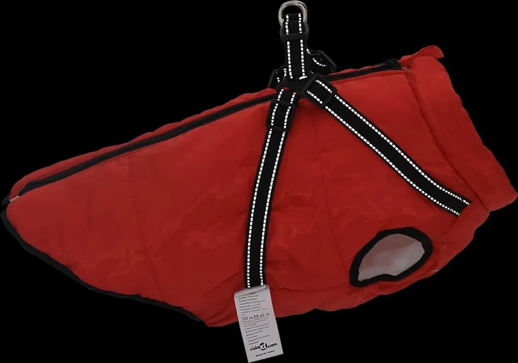 vidaXL Cappotto per cani con pettorina impermeabile riflettente rosso L68 - 5