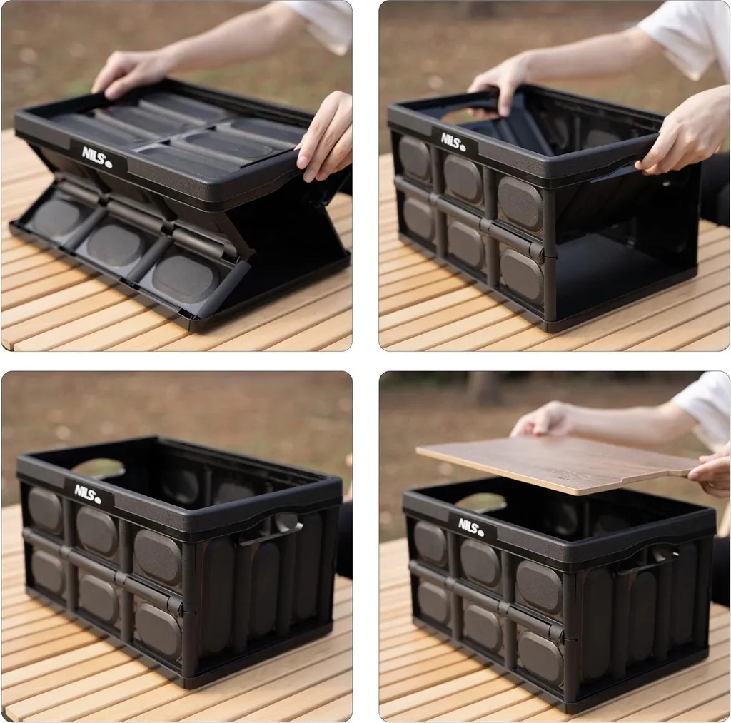 Boîte de rangement camping 20L pliable, organiseur coffre multifonction