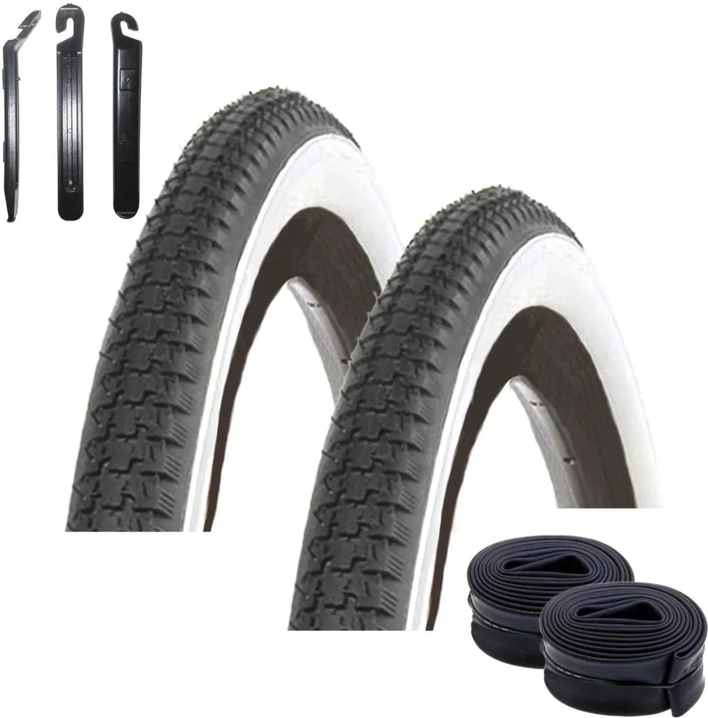 Pneu vélo 28 x 1 1/2 Kenda K-141 à flanc blanc et kit de montage complet