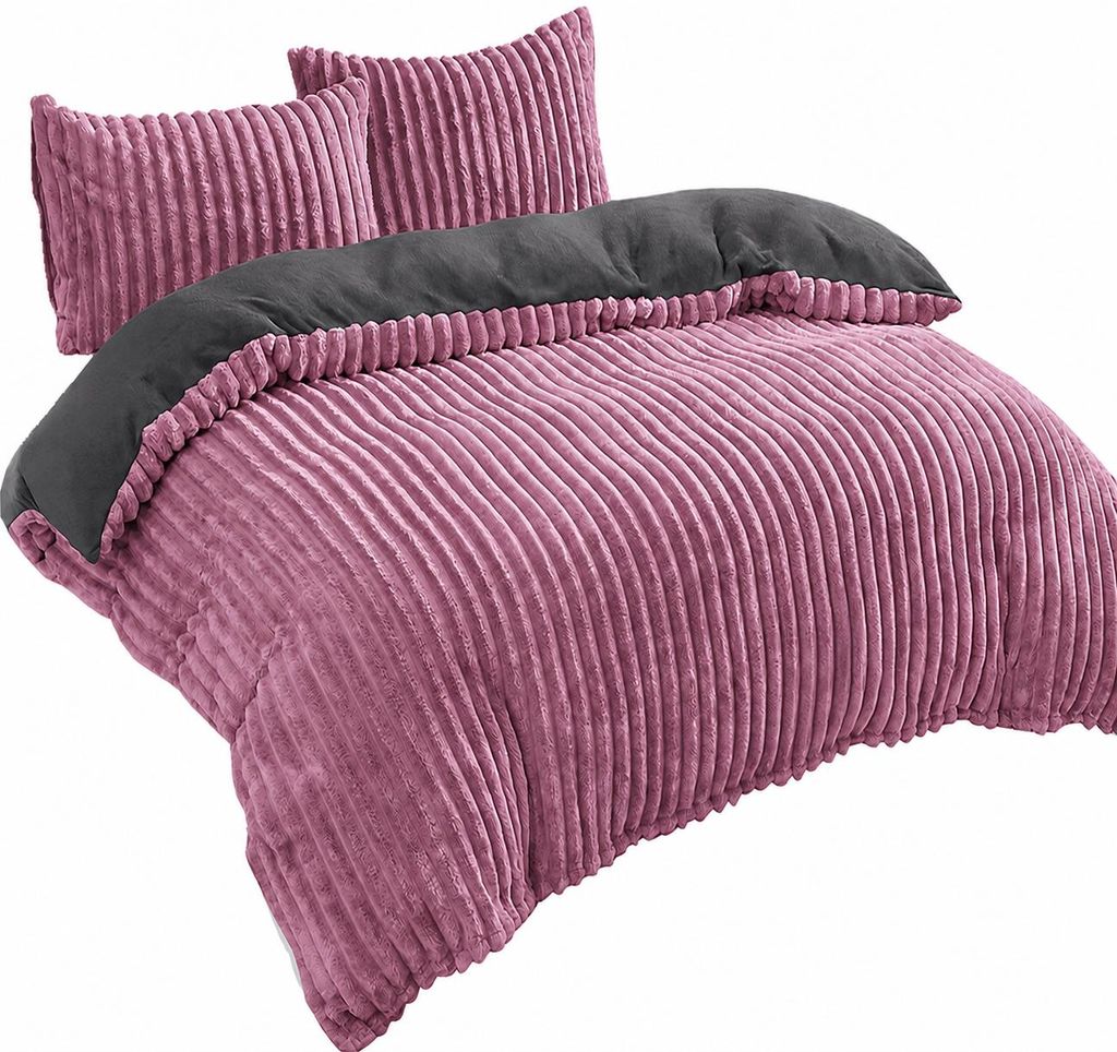 Teddy Plüsch Bettwäsche 240x220 cm Winter Bettbezug Cord Produktbild  KI-generiertes Bild