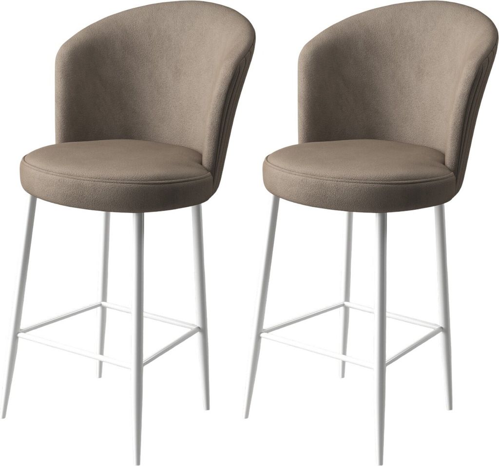 Skye Decor, Fora - Cappuccino, White, Barhocker-Set (2-teilig), 100 % METALL, Cappuccino, 46 x 40 x 107 cm