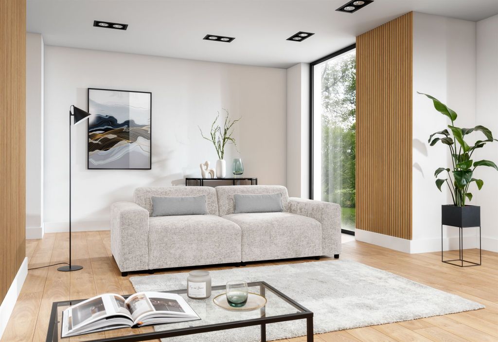 Sofa Designersofa ROMY 2-Sitzer in Stoff Enjoy Me Creme Produktbild 