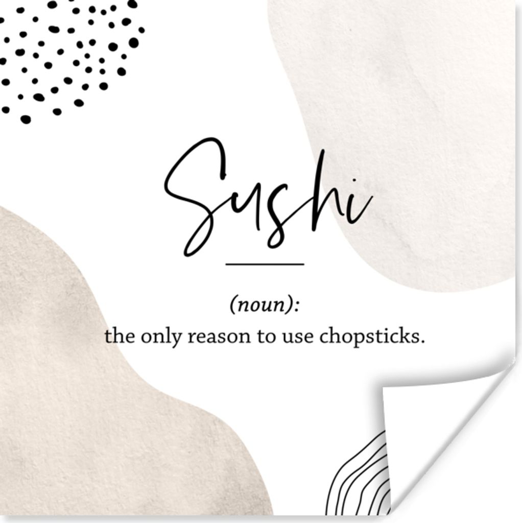 MuchoWow Poster Sprichwörter - Sushi - Wörterbuch - Zitate - Sushi-Definition 75x75 cm - Wand Dekoration