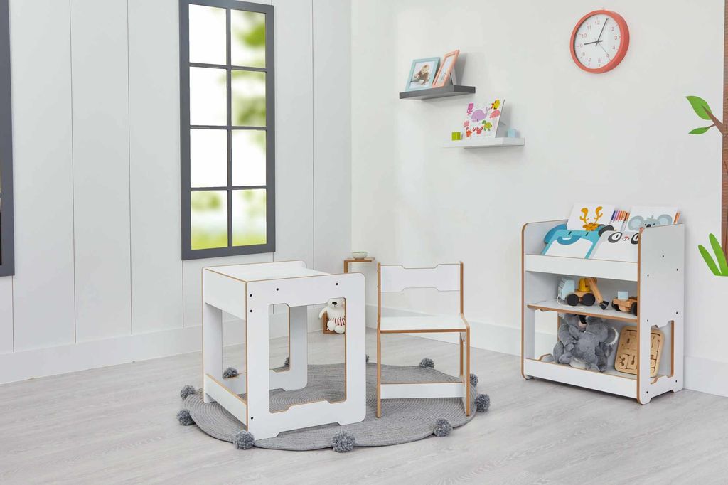 Skye Decor, Hochwertiges Kindertischset (1 Tisch + 1 Stuhl), Weiß, Tisch: 56 x 55 x 45 cm, Stuhl: 34 x 55 x 33 cm | 100% MDF, 12 mm dick | Moderne...