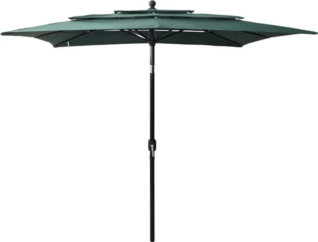 Ombrellone da Giardino Verde 2,5x2,5m - Palo Alluminio Antivento 3 Livelli