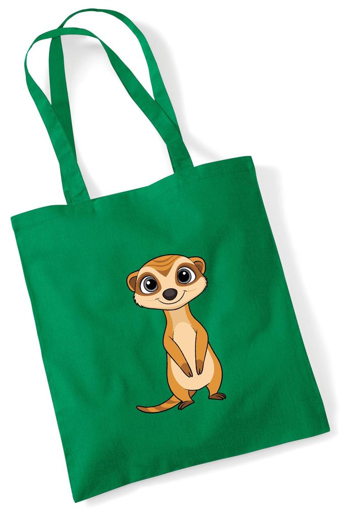 Huuraa Jutebeutel Erdmännchen Comic 10 Liter Kelly Green Baumwolle Tasche Geschenkidee