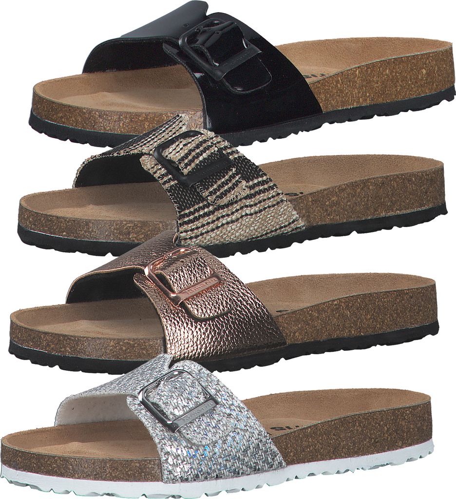Tamaris Damen Pantolette Schnalle Lack Metallic Kork Fußbett 1-27520-20 , Größe:42 EU, Farbe:Mehrfarbig