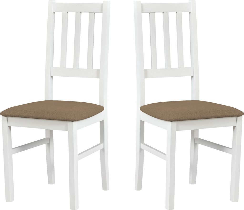 LeafDesign Küchenstühle 2er Set - Stuhl Buche Massiv - Esszimmerstuhl 120 kg - Stühle Esszimmer 2er Set - Holzstuhl - Esstischstühle BOS 4 WEIS...