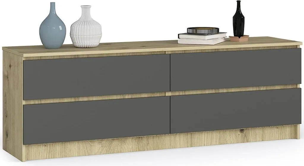 Meuble de rangement 160 cm en chêne et graphite avec structure de 16 mm