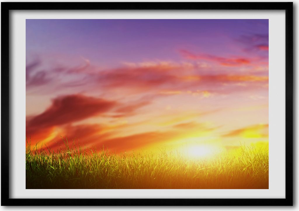 Bild - Bilderrahmen - 100 cm x 70 cm - MDF - Rahmen - Foto - Wandkunst Sonnenuntergang