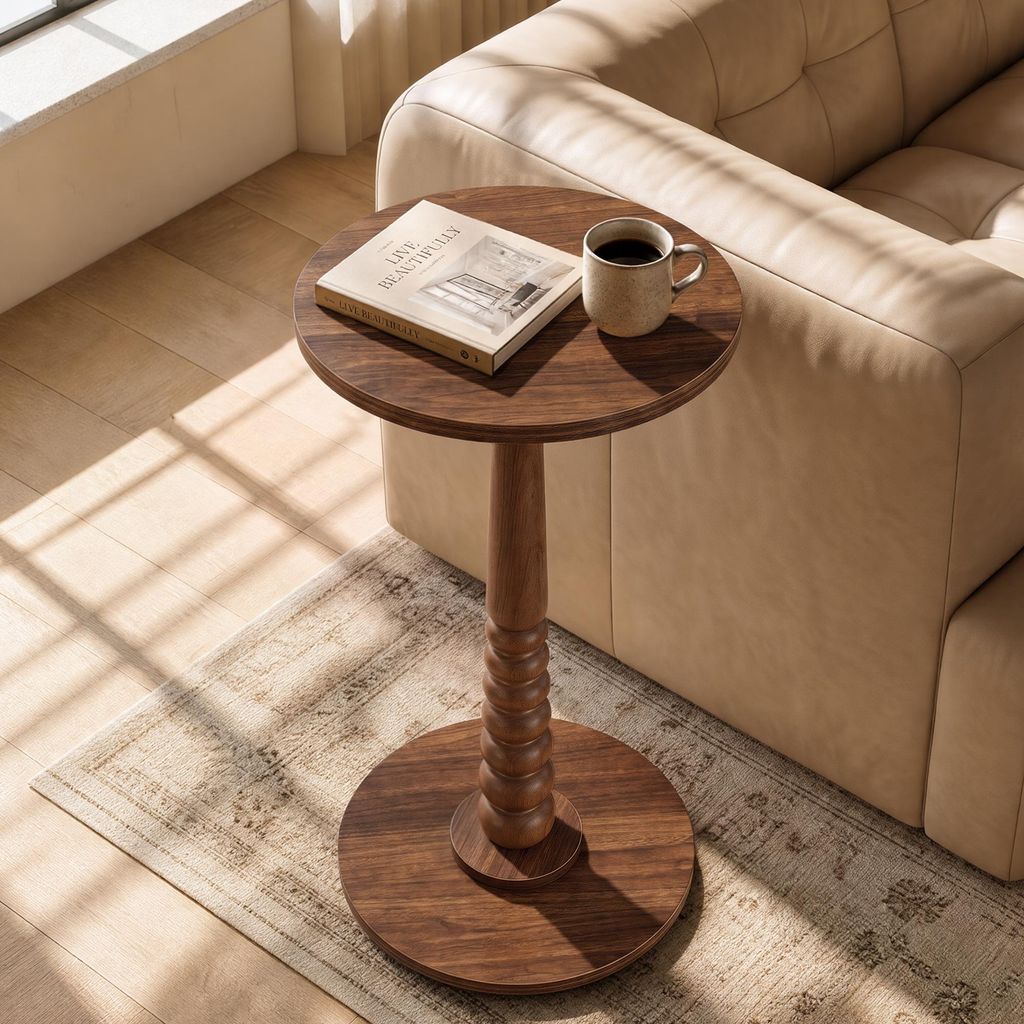 VASAGLE Runder Couchtisch, Beine aus Massivholz
