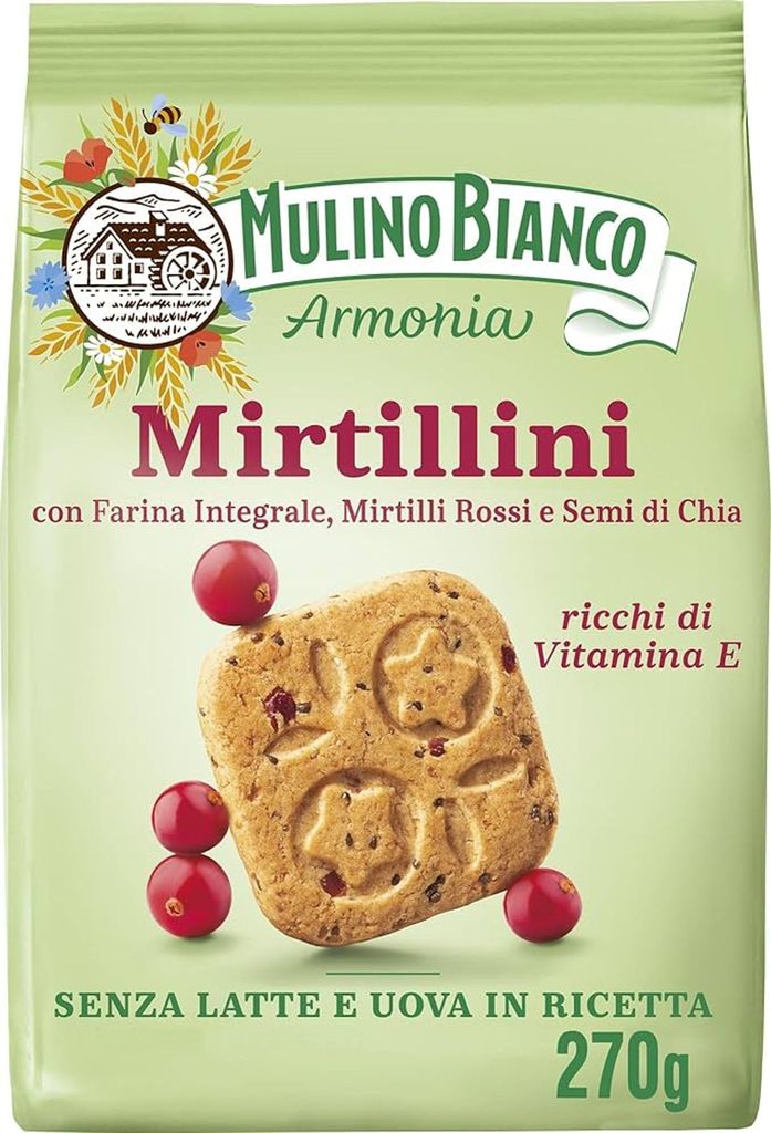 Biscuits sablés aux canneberges Mirtillini 270 g - Mulino Image du produit 
