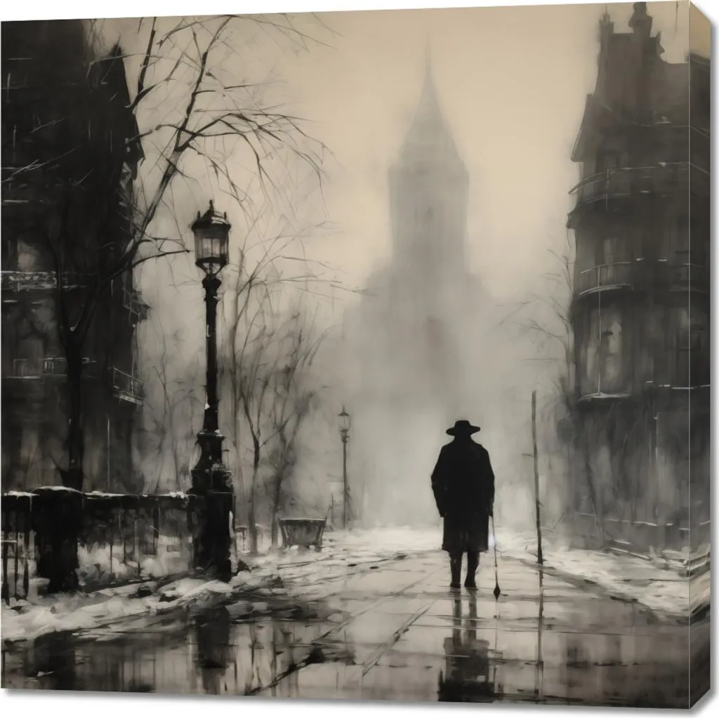 Tableau brouillard sur Londres 90x90 cm decoration murale salon