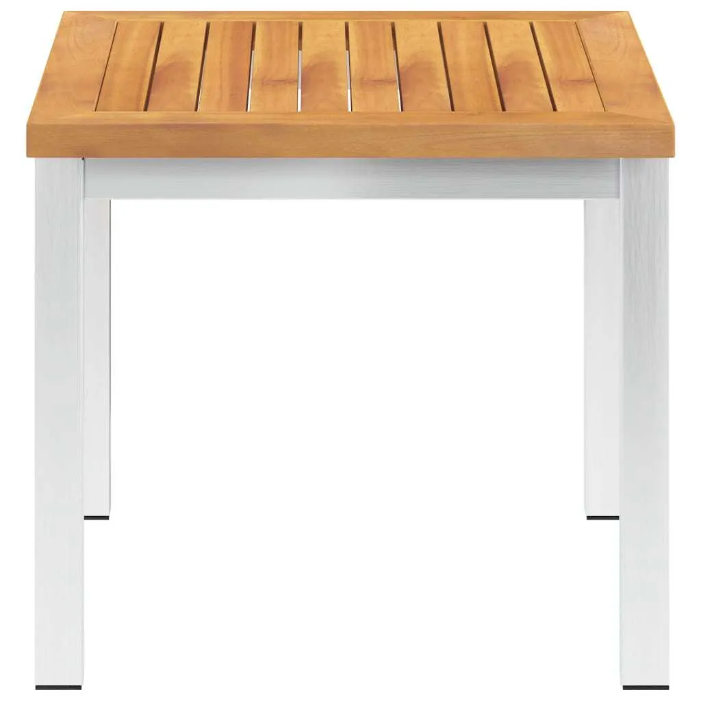 Table basse de jardin durable contre la rouille en acacia et inox