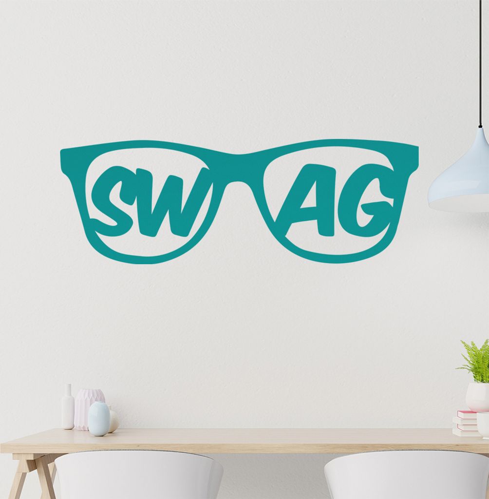 Swag Brille Wandtattoo in 6 Größen - Wandaufkleber Wall Sticker - Dekoration, Küche, Wohnzimmer, Schlafzimmer, Badezimmer