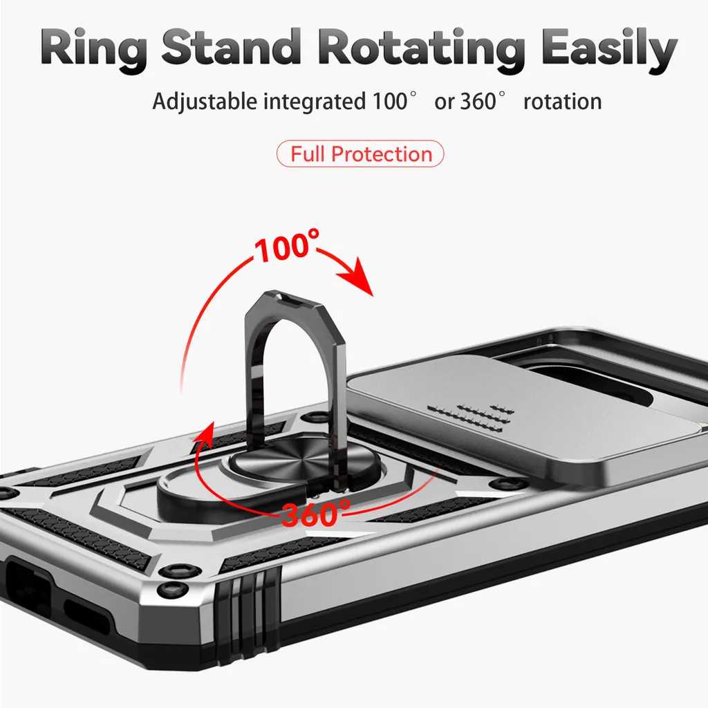 Cover Protettiva Pixel 8 Argento - Doppio Strato e Ring Stand - 6
