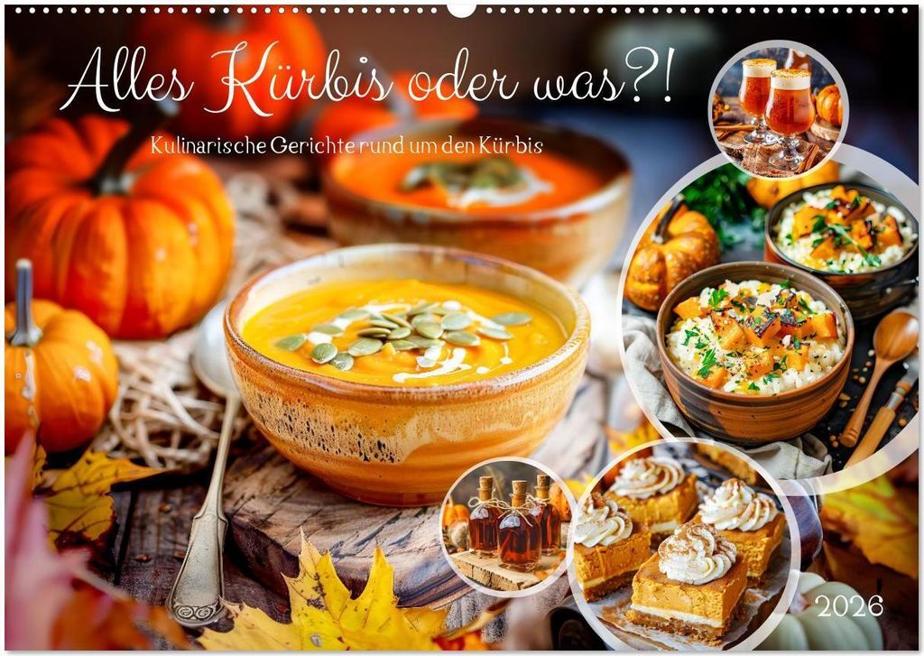Alles Kürbis oder was?! - Kulinarische Ideen rund um den Kürbis (Wandkalender 2026 DIN A2 quer), CALVENDO Monatskalender