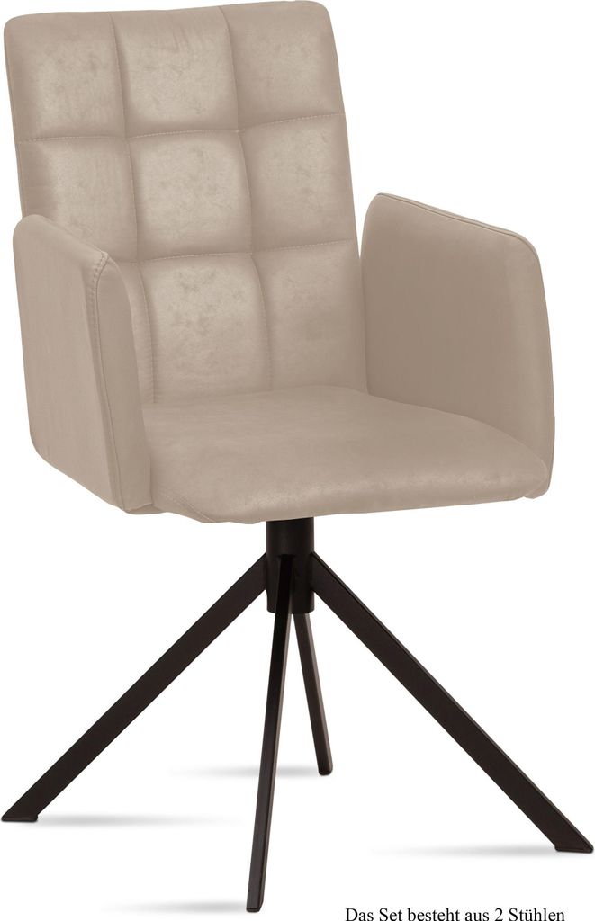 Armlehnstuhl (2er-Set) Drusi 52x91x60 Schwarz/Natur