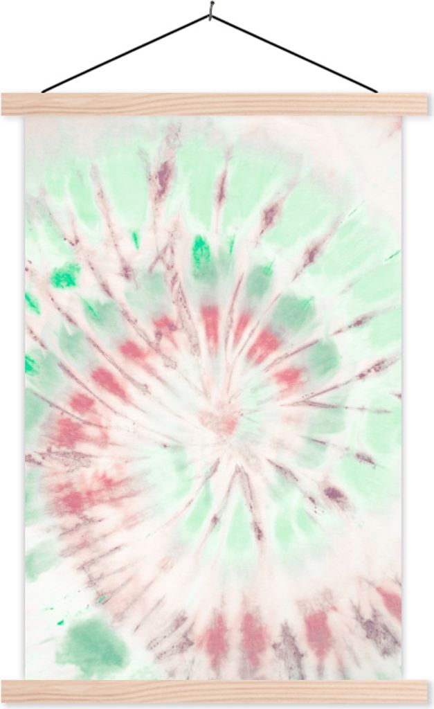MuchoWow Textilposter Krawattenfärbung - Muster - Rosa 40x60 cm mit holzfarbenen Rahmen - Poster