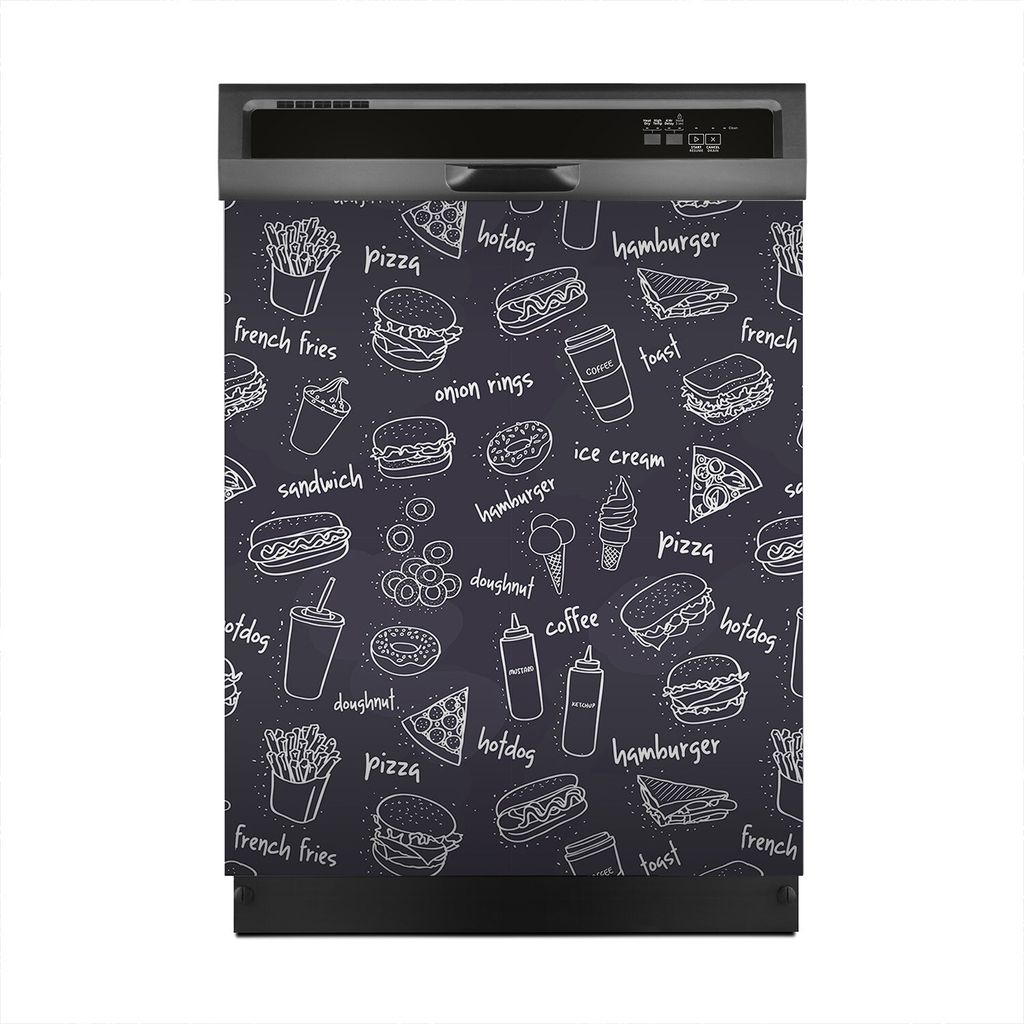 Aufkleber sticker 60x70 cm Dekorative folie Spülmaschine - Fast food Muster