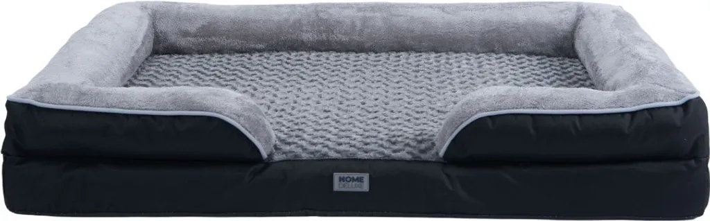 Panier pour Chien Orthopédique avec Couverture et Jouet Rugby Gris