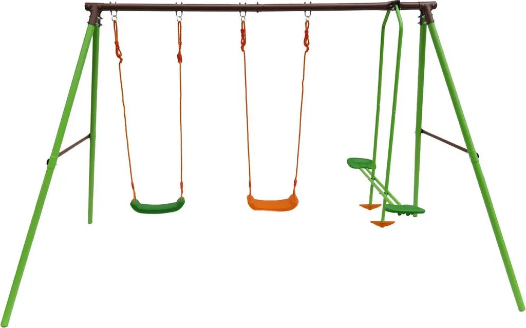 Portique acier Léo 1.96m avec 3 agrès - Balançoire enfant Trigano