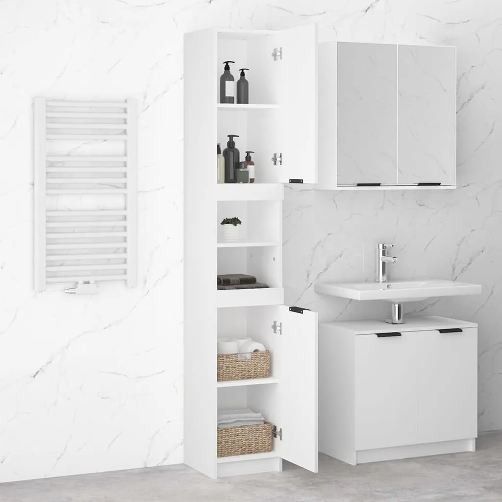 Maison Exclusive Mobile Bagno Alto Bianco 32x34x188,5 cm | Salvaspazio Casa - 4