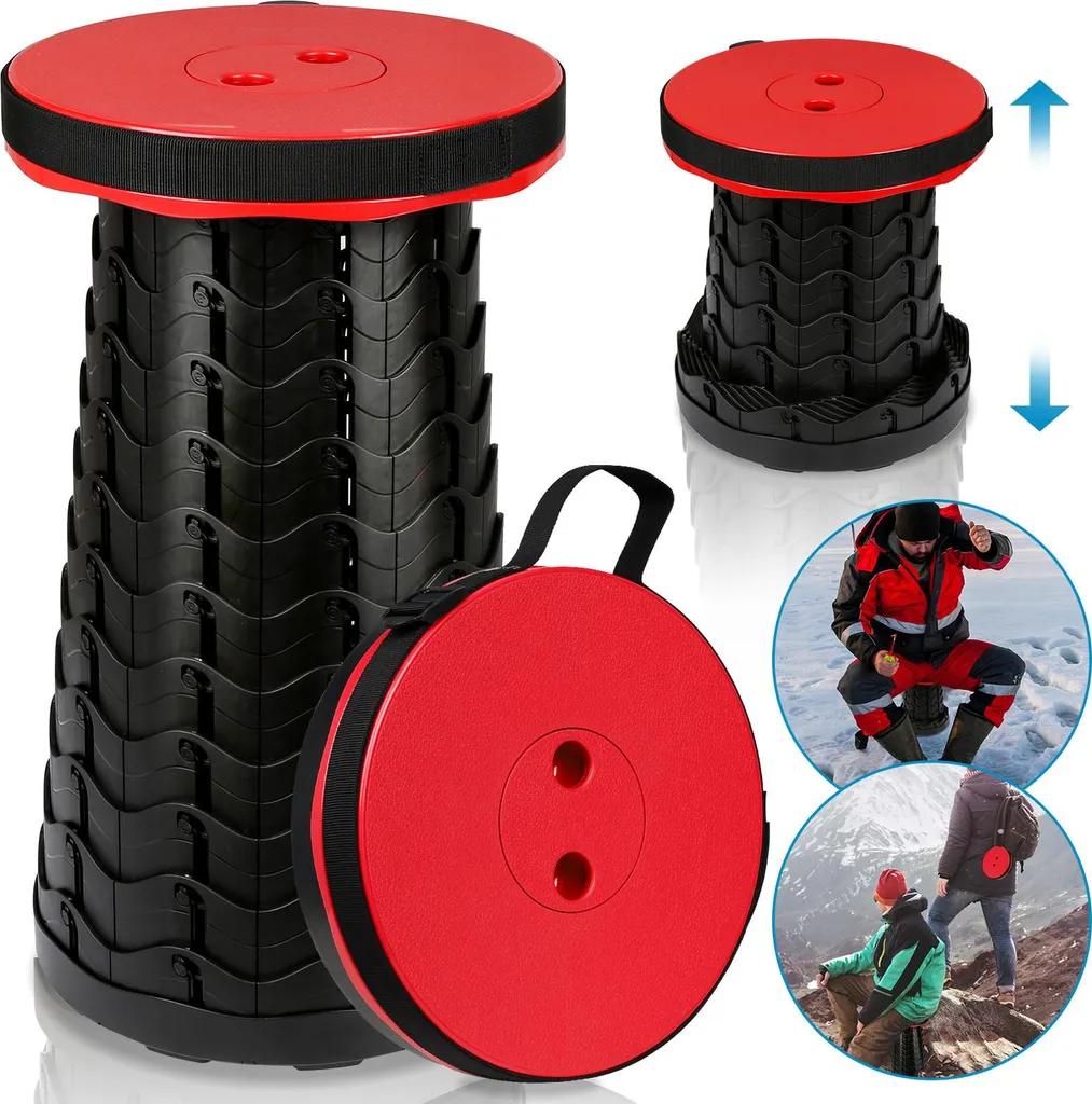 Bettizia Sedia Portatile Compatta Rossa - Sgabello Ergonomico 150kg