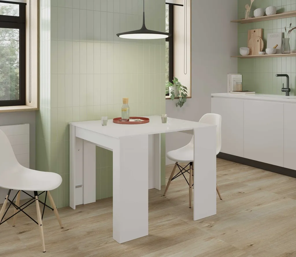 Petite console extensible en grande table 237cm blanc laqué chic